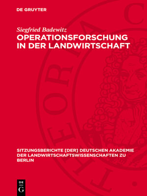 cover image of Operationsforschung in der Landwirtschaft